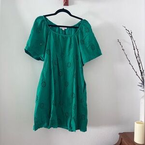 Elegant Green Eyelet Mini Dress